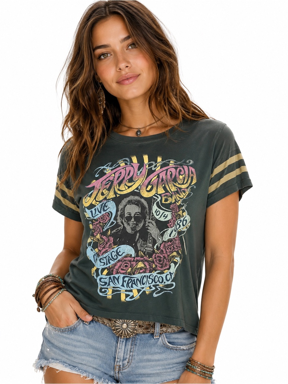 Jerry Garcia Live 1986 San Francisco Graphic Tee Vintage Style Band T Shirt
